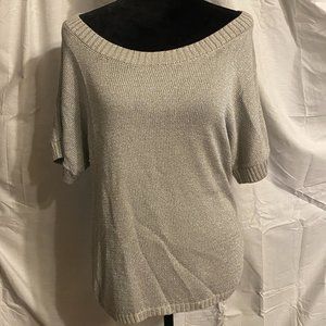 Banana Republic Knit Short Sleeve Silver Sweater Size Medium